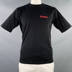 HELMUT LANG Size L Austria Black Red Print Cotton Crew Neck T-shirt